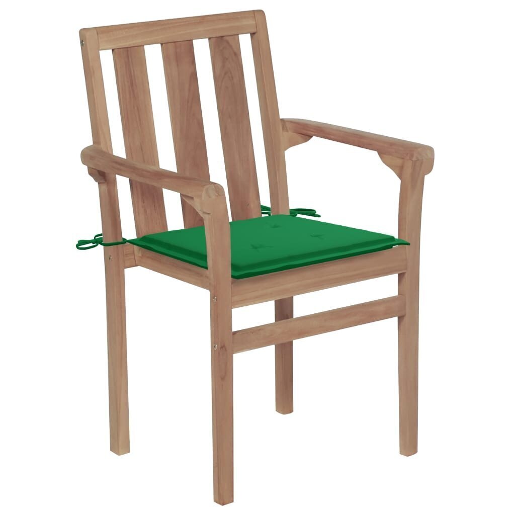 Dārza krēsli vidaXL, 2 gab., zaļi matrači, brūni cena un informācija | Dārza krēsli | 220.lv