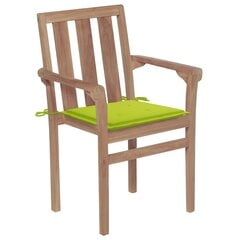 Dārza krēsli vidaXL, 2 gab., spilgti zaļi matrači, brūni cena un informācija | Dārza krēsli | 220.lv