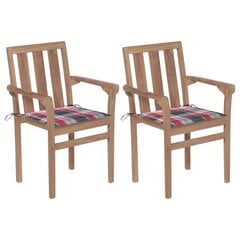 Dārza krēsli vidaXL, matrači ar rūtiņām, 2 gab., brūni cena un informācija | Dārza krēsli | 220.lv