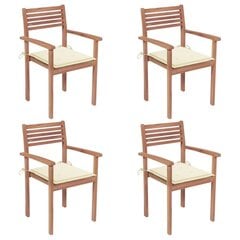 Dārza krēsli vidaXL, krēmkrāsas matrači, 4 gab. cena un informācija | Dārza krēsli | 220.lv