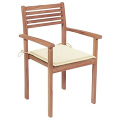Dārza krēsli vidaXL, krēmkrāsas matrači, 4 gab. cena un informācija | Dārza krēsli | 220.lv