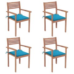 Dārza krēsli vidaXL, zili matrači, 4 gab., brūni cena un informācija | Dārza krēsli | 220.lv