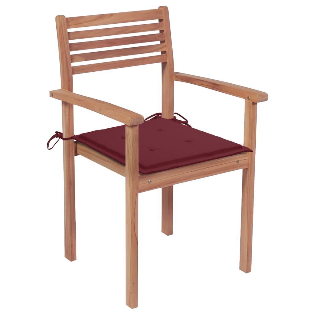 Dārza krēsli vidaXL, vīnsarkani matrači, 4 gab., brūni цена и информация | Dārza krēsli | 220.lv