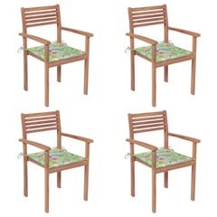 Dārza krēsli vidaXL, matrači ar lapu apdruku, 4 gab. cena un informācija | Dārza krēsli | 220.lv