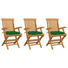 Dārza krēsli vidaXL, zaļi matrači, 3 gab. cena un informācija | Dārza krēsli | 220.lv