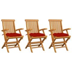 Dārza krēsli vidaXL, sarkani matrači, 3 gab. cena un informācija | Dārza krēsli | 220.lv
