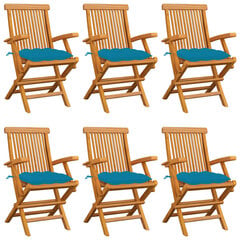 Dārza krēsli vidaXL, gaiši zili matrači, 6 gab. cena un informācija | Dārza krēsli | 220.lv