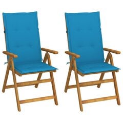Atgāžami dārza krēsli ar matračiem vidaXL, 2 gab. цена и информация | скамейка со столиком | 220.lv