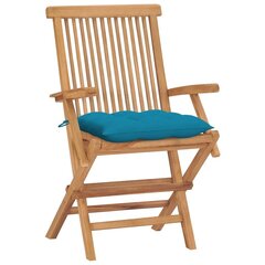 Dārza krēsli vidaXL, gaiši zili matrači, 4 gab., brūni cena un informācija | Dārza krēsli | 220.lv