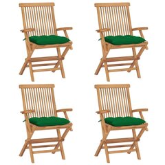 Dārza krēsli vidaXL, zaļi matrači, 4 gab., brūni cena un informācija | Dārza krēsli | 220.lv