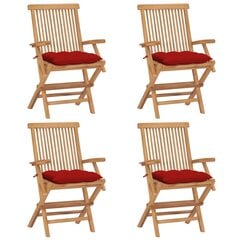 Dārza krēsli vidaXL, sarkani matrači, 4 gab., brūni cena un informācija | Dārza krēsli | 220.lv
