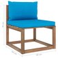 Vidējais dārza palešu dīvāns vidaXL ar gaiši ziliem matračiem, brūns cena un informācija | Dārza krēsli | 220.lv