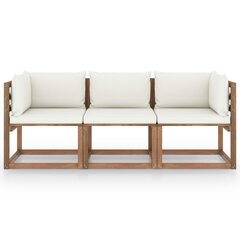 Trīsvietīgs dārza palešu dīvāns vidaXL, krēmbalti matrači cena un informācija | Dārza krēsli | 220.lv