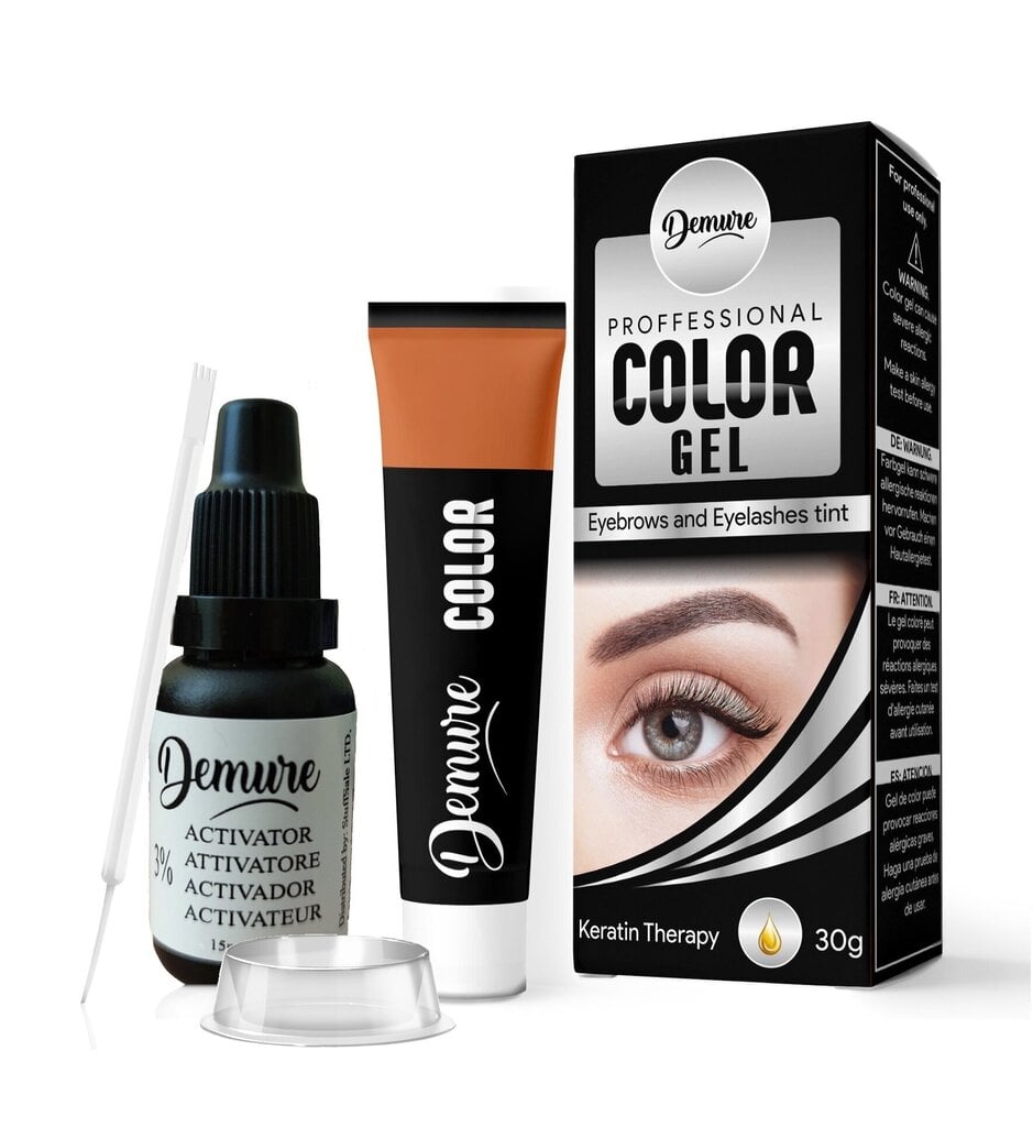 Skropstu un Uzacu krāsa gels ar keratīnu Demure Professional Color Gel 1.0 Melns cena un informācija | Uzacu krāsas, zīmuļi | 220.lv