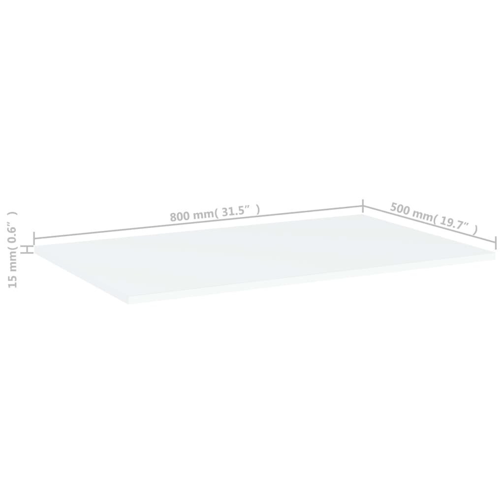 vidaXL plauktu dēļi, 4 gab., balti, 80x50x1,5 cm, skaidu plāksne cena un informācija | Plaukti | 220.lv