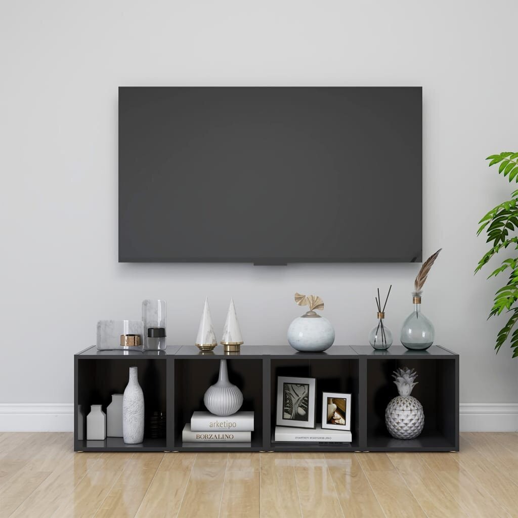 vidaXL TV plaukti, 2 gab., pelēki, 37x35x37 cm, skaidu plāksne cena un informācija | TV galdiņi | 220.lv
