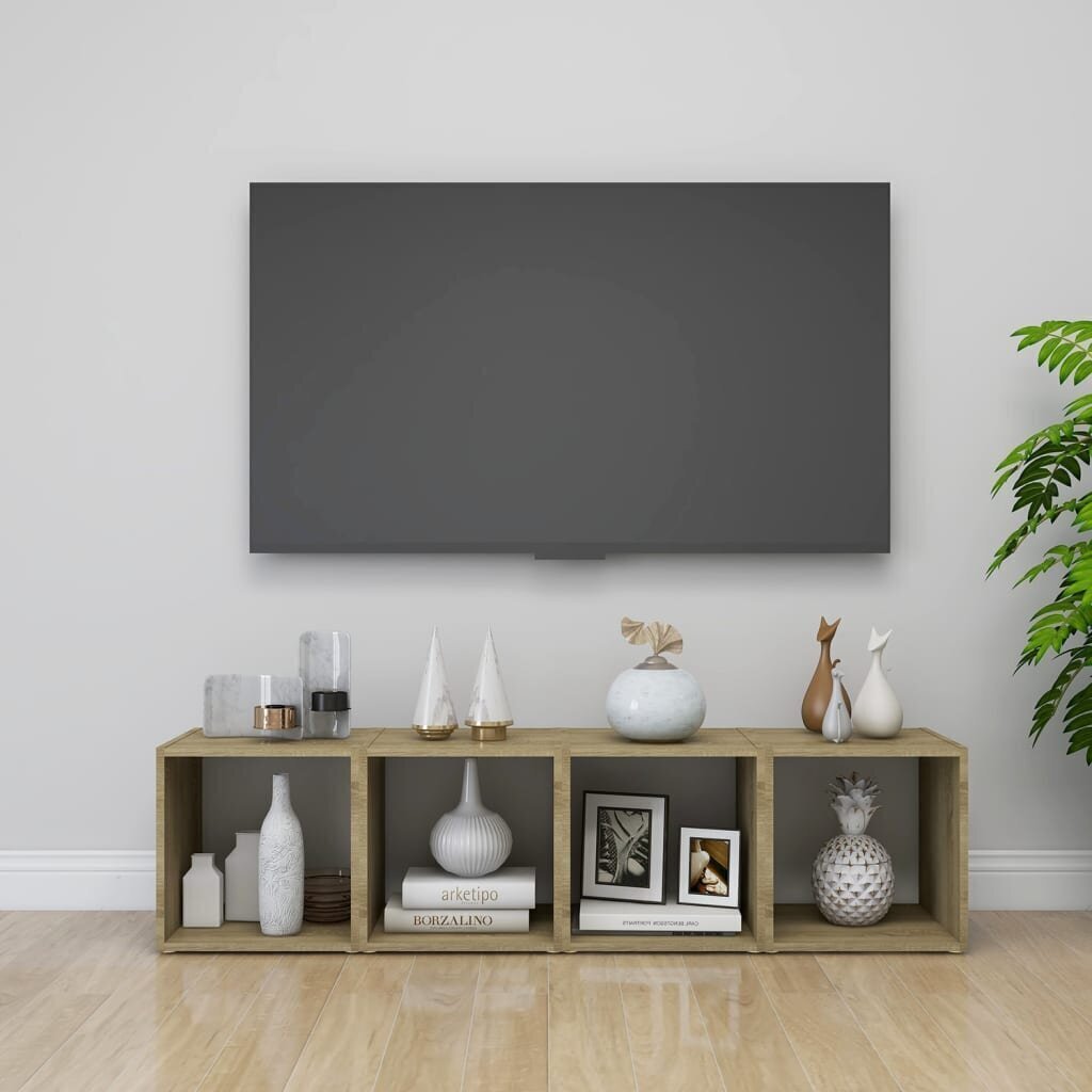 vidaXL TV plaukti, 4 gab., balti, ozolkoka, 37x35x37 cm, skaidu plātne цена и информация | TV galdiņi | 220.lv