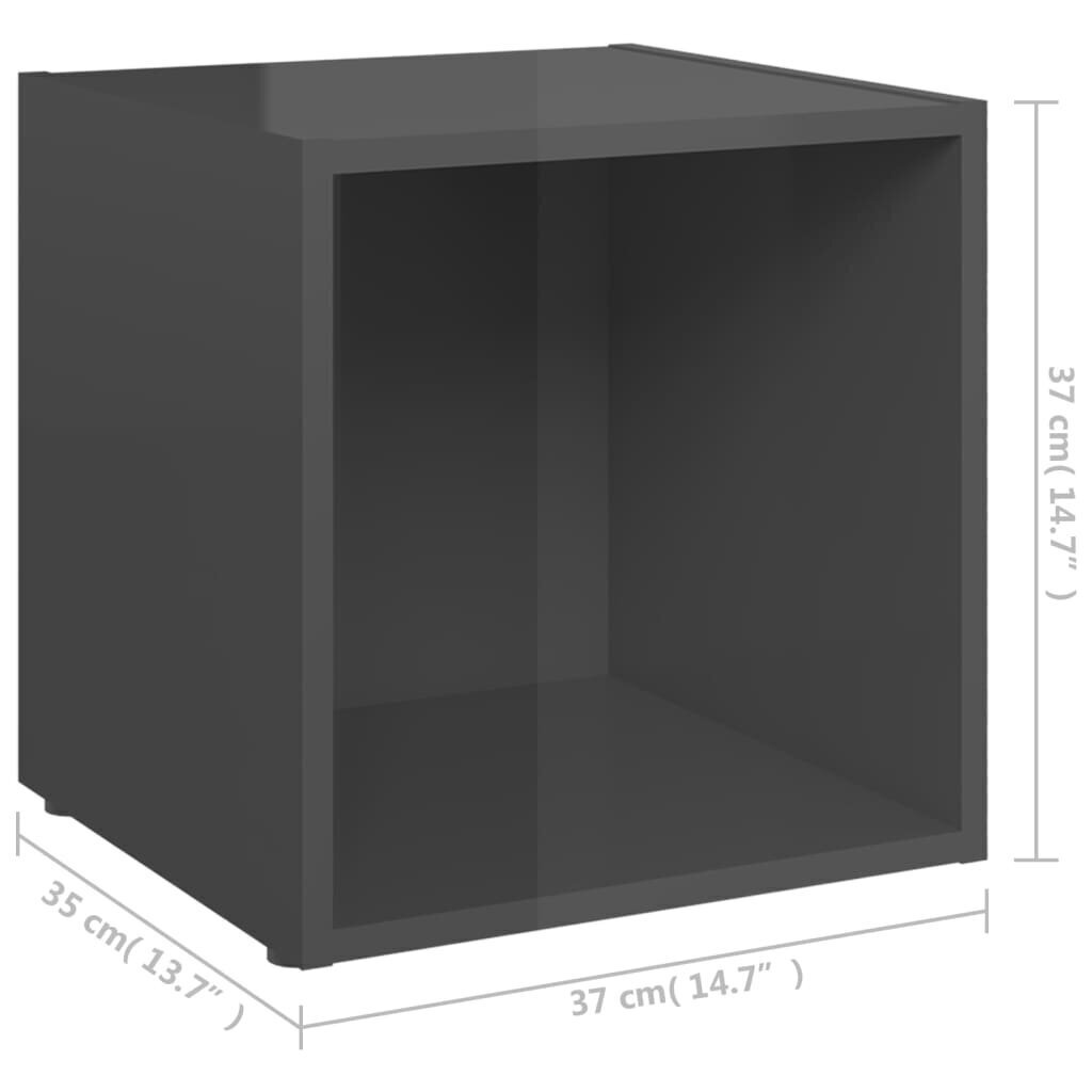 vidaXL TV plaukts, spīdīgi pelēks, 37x35x37 cm, skaidu plāksne cena un informācija | Skapīši viesistabai | 220.lv