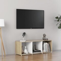 vidaXL TV plaukts, balts un ozolkoka, 107x35x37 cm, skaidu plātne цена и информация | Тумбы под телевизор | 220.lv