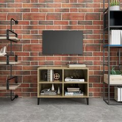 vidaXL TV plaukts ar metāla kājām, ozolkoka krāsa, 69,5x30x50 cm cena un informācija | TV galdiņi | 220.lv