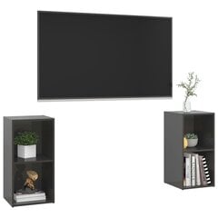 vidaXL TV plaukti, 2 gb., spīdīgi pelēki, 72x35x36,5 cm, skaidu plātne цена и информация | Тумбы под телевизор | 220.lv