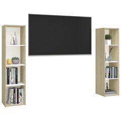 vidaXL TV plaukti, 2 gb., balti, ozola, 142,5x35x36,5cm, skaidu plātne цена и информация | Тумбы под телевизор | 220.lv