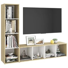 vidaXL TV plaukti, 2 gb., balti, ozola, 142,5x35x36,5cm, skaidu plātne цена и информация | Тумбы под телевизор | 220.lv