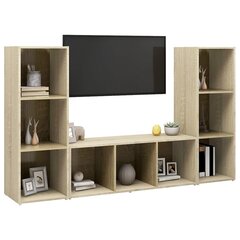 vidaXL TV plaukti, 3 gab., ozolkoka, 107x35x37cm, skaidu plāksne цена и информация | Тумбы под телевизор | 220.lv