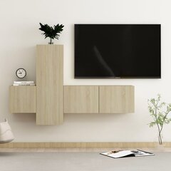 vidaXL 3-daļīgs TV skapīšu komplekts, ozolkoka krāsa, skaidu plāksne цена и информация | Тумбы под телевизор | 220.lv