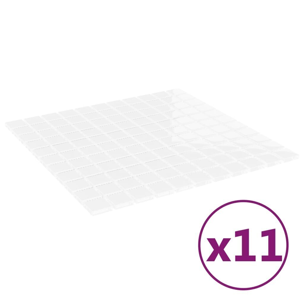 vidaXL mozaīkas flīzes, 11 gab., baltas, 30x30 cm, stikls cena un informācija | Sienas flīzes | 220.lv