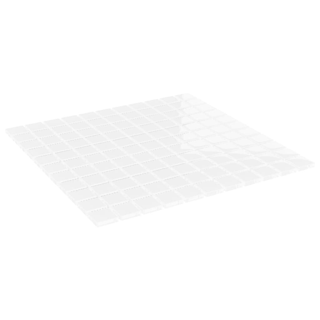 vidaXL mozaīkas flīzes, 11 gab., baltas, 30x30 cm, stikls cena un informācija | Sienas flīzes | 220.lv