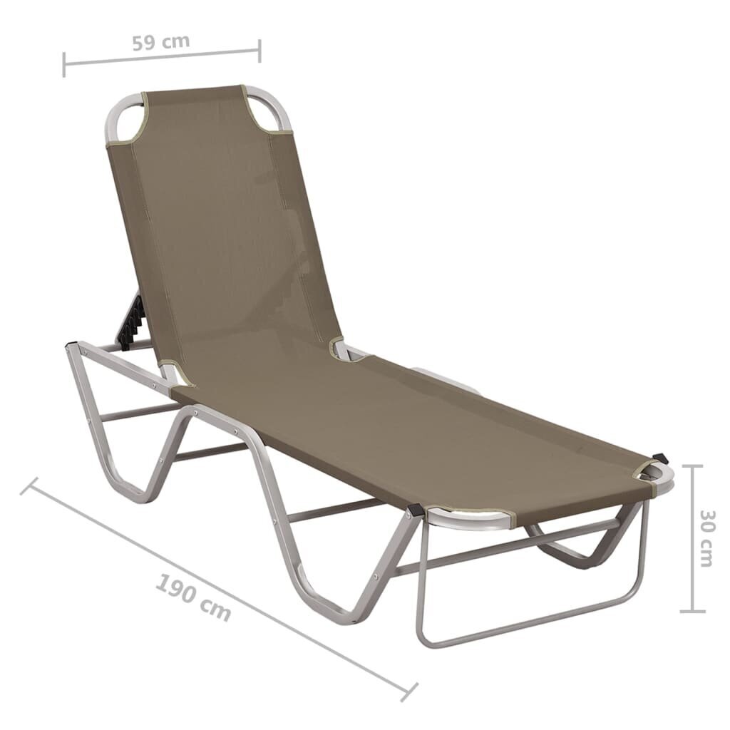 vidaXL sauļošanās zvilnis, alumīnijs un tekstilēns, pelēkbrūns cena un informācija | Sauļošanās krēsli | 220.lv