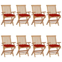Dārza krēsli vidaXL, sarkani matrači, 8 gab. cena un informācija | Dārza krēsli | 220.lv