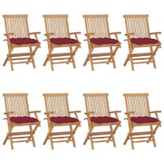 Dārza krēsli vidaXL, vīnsarkani matrači, 8 gab. cena un informācija | Dārza krēsli | 220.lv
