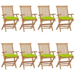 Dārza krēsli vidaXL, 8 gab., spilgti zaļi matrači cena un informācija | Dārza krēsli | 220.lv