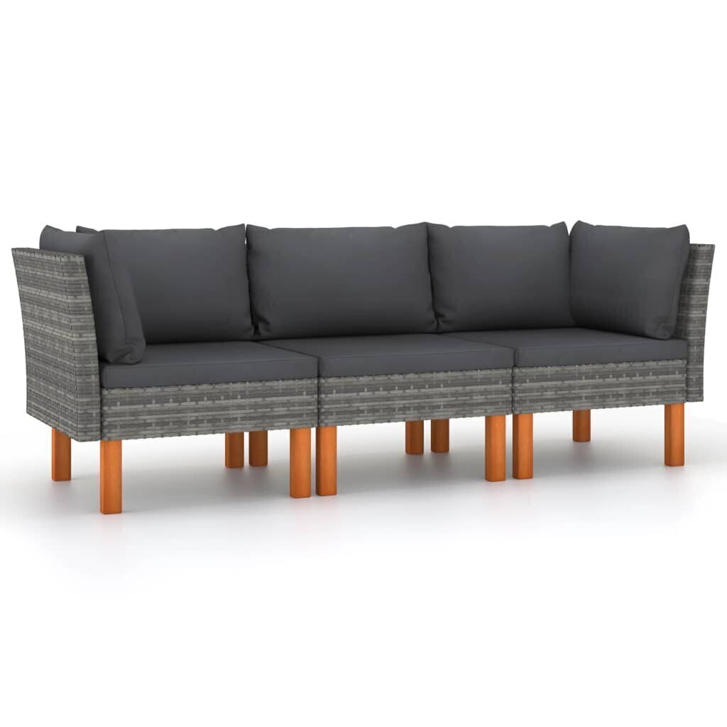 Trīsvietīgs dārza dīvāns ar matračiem vidaXL цена и информация | Dārza krēsli | 220.lv