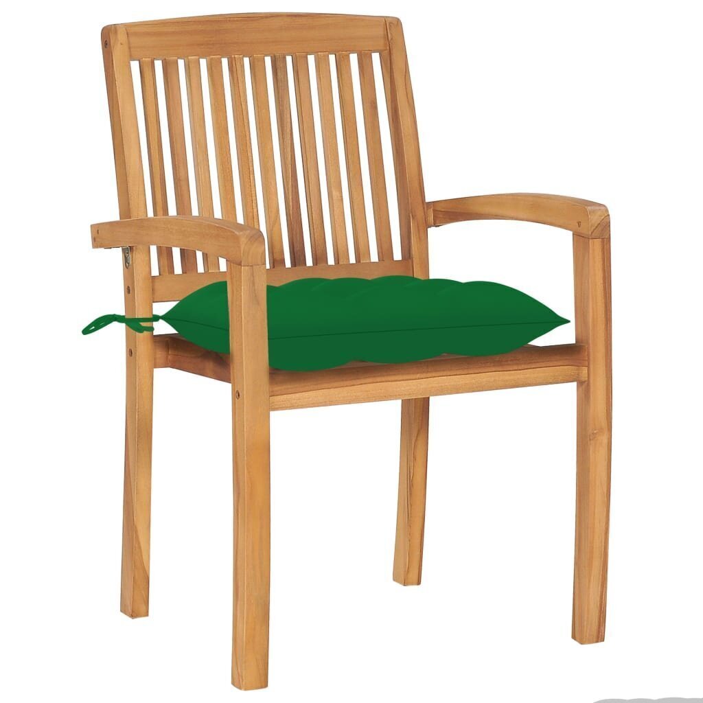 Dārza krēsli vidaXL, 2 gab., zaļi matrači, brūni cena un informācija | Dārza krēsli | 220.lv