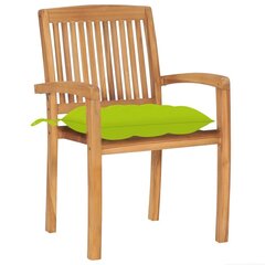 Dārza krēsli vidaXL, 2 gab., koši zaļi matrači, brūni cena un informācija | Dārza krēsli | 220.lv