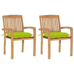 Dārza krēsli vidaXL, 2 gab., koši zaļi matrači, brūni cena un informācija | Dārza krēsli | 220.lv