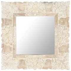 vidaXL spogulis, balts, 50x50 cm, mango masīvkoks cena un informācija | Spoguļi | 220.lv