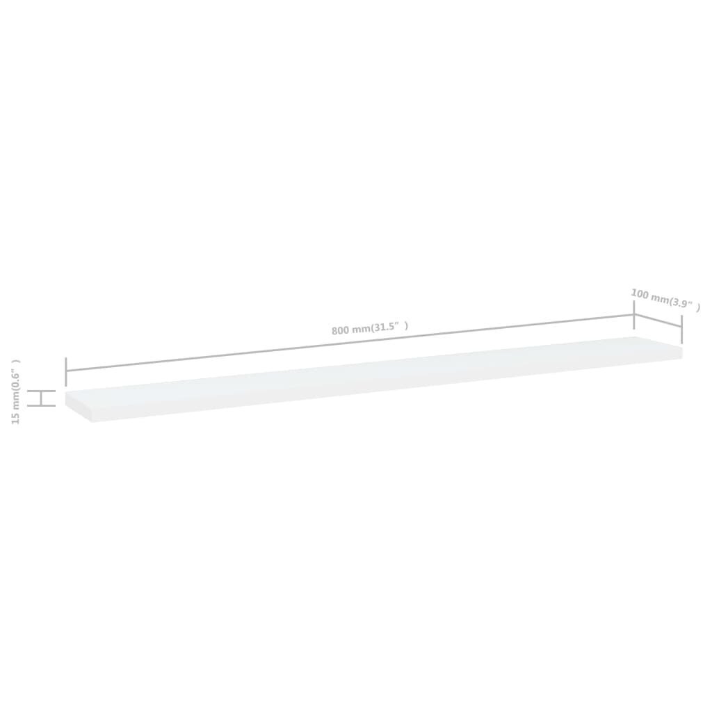 vidaXL plauktu dēļi, 4 gab., balti, 80x10x1,5 cm, skaidu plāksne cena un informācija | Plaukti | 220.lv
