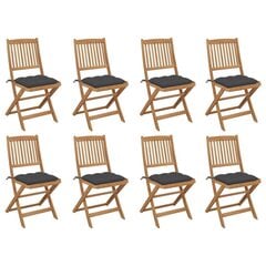 Saliekami āra krēsli ar matračiem vidaXL, 8 gab., brūni cena un informācija | Dārza krēsli | 220.lv