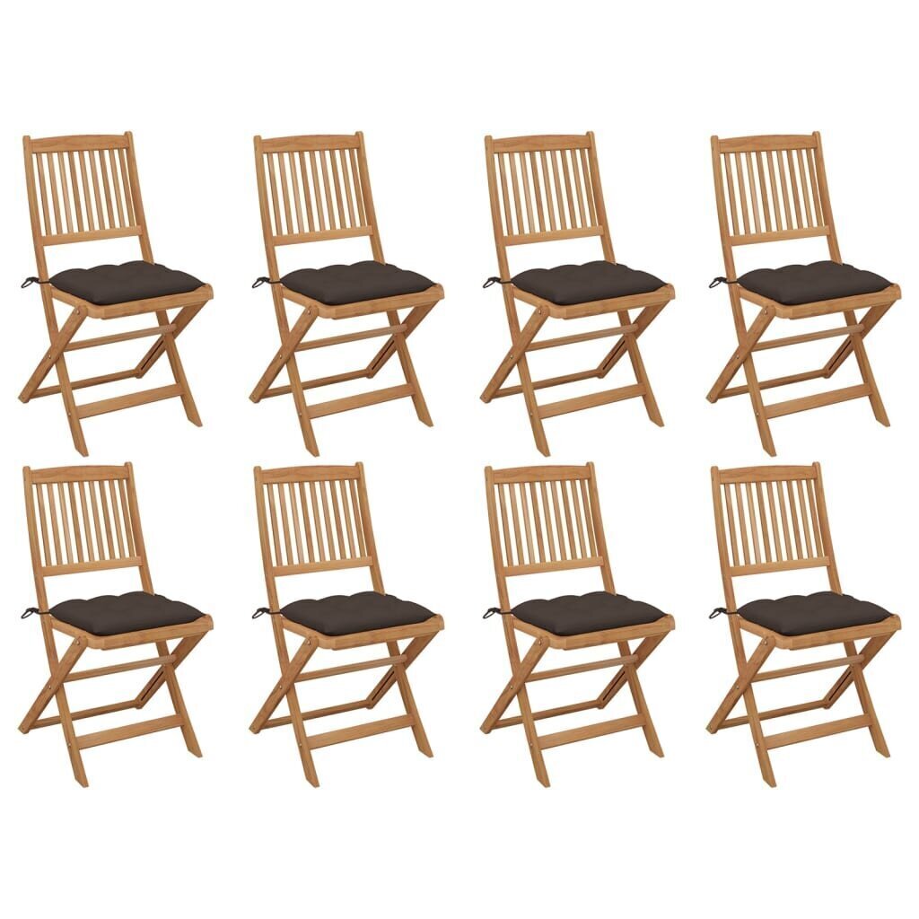 Saliekami āra krēsli ar matračiem vidaXL, 8 gab., brūni цена и информация | Dārza krēsli | 220.lv