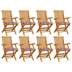 Dārza krēsli vidaXL, matrači ar rūtiņām, 8 gab. cena un informācija | Dārza krēsli | 220.lv