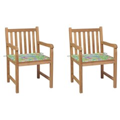 Dārza krēsli vidaXL, 2 gab., matrači ar lapu apdruku cena un informācija | Dārza krēsli | 220.lv