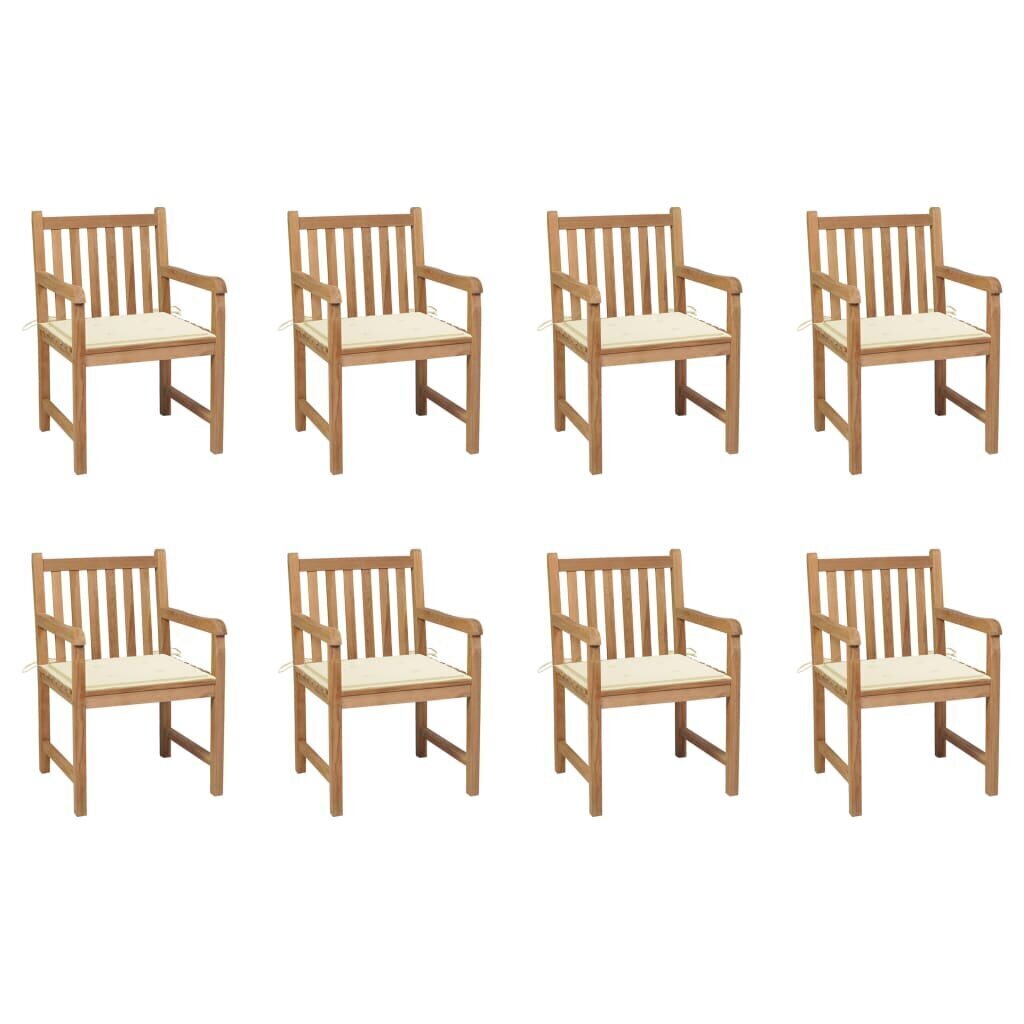 Dārza krēsli vidaXL, 8 gab., krēmkrāsas matrači, brūni cena un informācija | Dārza krēsli | 220.lv