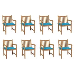 Dārza krēsli vidaXL, 8 gab., zili matrači, brūni cena un informācija | Dārza krēsli | 220.lv