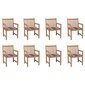 Dārza krēsli vidaXL, matrači ar rūtiņām, 8 gab., brūni cena un informācija | Dārza krēsli | 220.lv