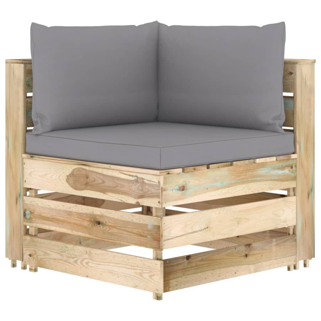 Moduļu stūra dīvāns ar spilveniem vidaXL, brūns cena un informācija | Dārza krēsli | 220.lv