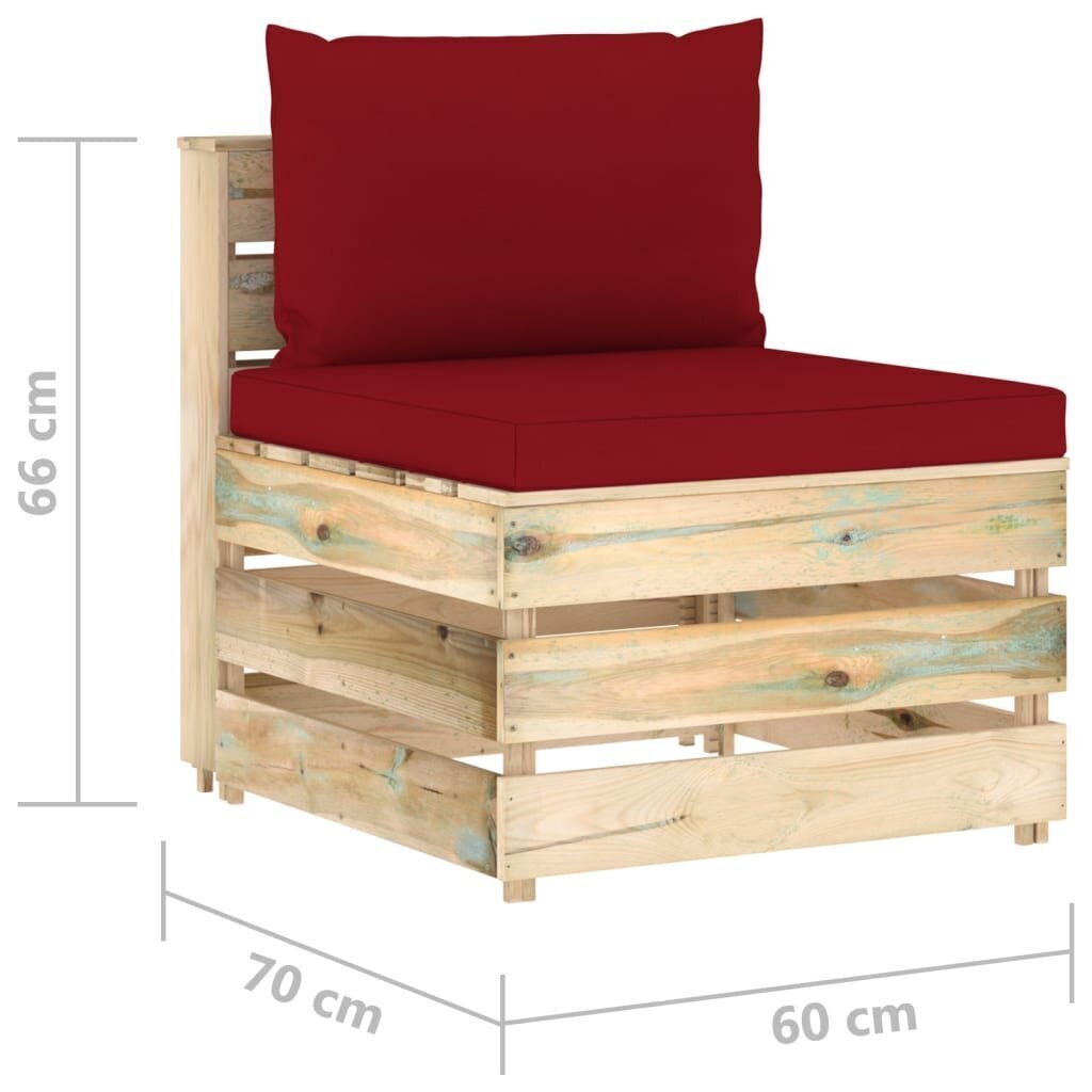 Vidējais moduļu dīvāns ar spilveniem vidaXL, brūns cena un informācija | Dārza krēsli | 220.lv